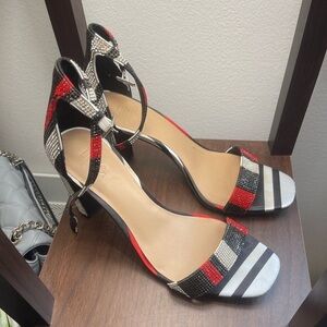 Elegant Black and Red Strappy Heels